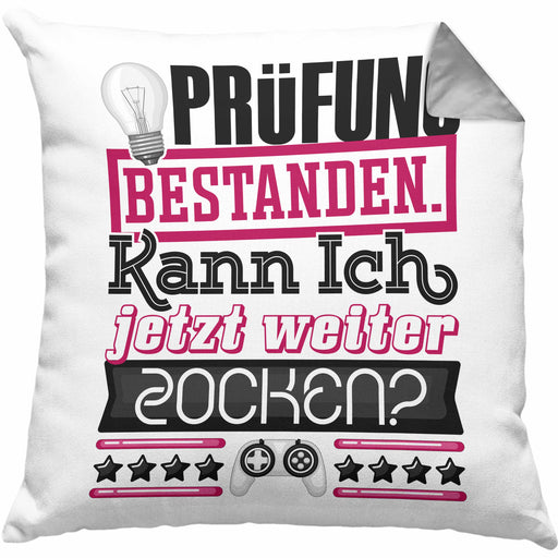 Bachelor Master Prüfung Bestanden Geschenk Kissen mit Füllung 40x40 Studium Prüfung Bestanden Kann Ich Jetzt Weiter Zocken Geschenkidee (Grau) Grau Trendation