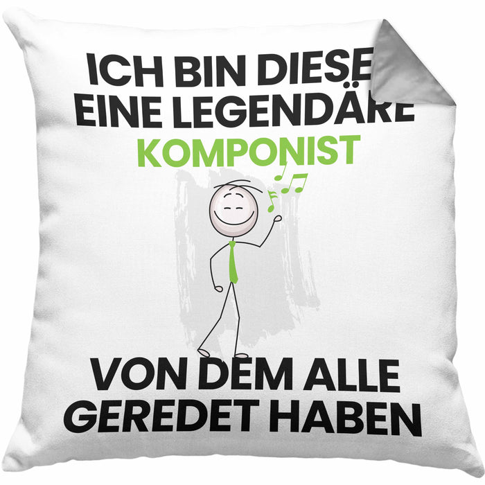 Komponist Geschenk Kissen mit Füllung 40x40 Lustige Geschenkidee Geburtstag für Komponist Ich Bin Dieser Legendäre Komponist Von Dem Alle Geredet Haben (Grau) Grau Trendation