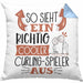 So Sieht Ein Richtig Cooler Curling-Spieler Aus Geschenk Kissen mit Füllung 40x40 Lustiger Spruch Geschenkidee (Grau) Blau Trendation