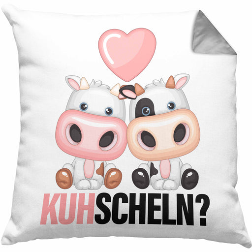 Kuhscheln Kissen mit Füllung 40x40 Geschenk Kuh Tierwohlhaber Geschenkidee Freundin Kuscheln Kuhliebhaberin (Grau) Grau Trendation