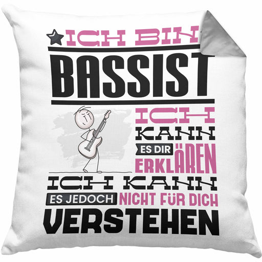 Bassist Geschenk Kaffee-Kissen mit Füllung 40x40 Geschenkidee für Bassist Ich Bin Bassist Ich Kann Es Dir Erklären Jedoch Nicht Für Dich Verstehen Spruch Lustig (Grau) Grau Trendation
