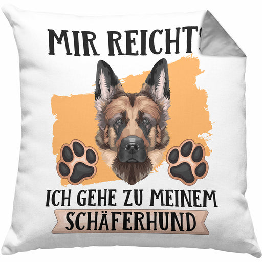 Schäferhund Besitzer Kissen mit Füllung 40x40 Geschenk Lustiger Spruch Geschenkidee Mir Reichts Ich Geh Zu Meinem Schäferhund (Grau) Grau Trendation