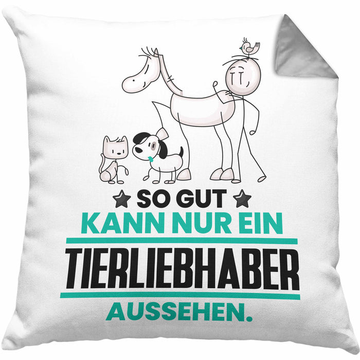 Tierwohlhaber Geschenk Kissen mit Füllung 40x40 So Gut Kann Nur Ein Tierwohlhaber Aussehen Geschenkidee (Grau) Grau Trendation