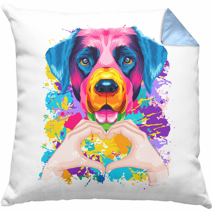 Labrador Besitzer Farbe Love Kissen mit Füllung 40x40 Geschenk Lustiger Spruch Geschenkidee Labrador Besitzerin (Grau) Blau Trendation