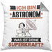 Astronom Kissen mit Füllung 40x40 Geschenk für Astronom Geburtstag Lustiger Spruch Was Ist Deine Superkraft (Grau) Grau Trendation