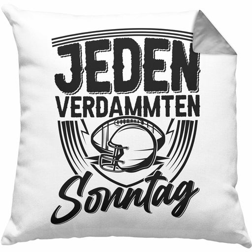 American Football Kissen mit Füllung 40x40 Geschenk Jeden verdammten Sonntag American Football-Spieler Geschenkidee (Grau) Grau Trendation