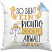 Anwalt Kissen mit Füllung 40x40 Geschenk So Sieht Ein RIchtig Cooler Anwalt Aus Geschenkidee Lustiger Spruch Geburtstag (Grau) Blau Trendation