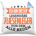 Fliesenleger Kissen mit Füllung 40x40 Geschenk Spruch Geschenkidee Legendäre Fliesenleger (Grau) Blau Trendation