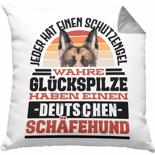 Deutscher Schäferhund Kissen mit Füllung 40x40 Geschenkidee Schäferhund Besitzer Schutzengel (Grau) Grau Trendation