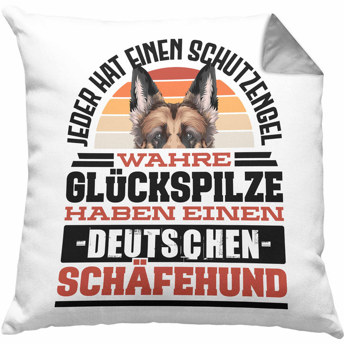 Deutscher Schäferhund Kissen mit Füllung 40x40 Geschenkidee Schäferhund Besitzer Schutzengel (Grau) Grau Trendation
