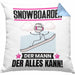 Snowboarder Kissen mit Füllung 40x40 Geschenk für Snowboarder Der Mann Der Alles Kann Geschenkidee zum Geburtstag (Grau) Blau Trendation