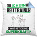 Reittrainer Kissen mit Füllung 40x40 Geschenk für Reittrainer Geburtstag Lustiger Spruch Was Ist Deine Superkraft (Grau) Blau Trendation
