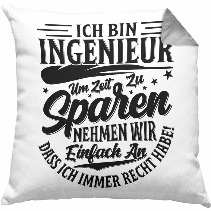 Ingenieur Kissen mit Füllung 40x40 Geschenk Geschenkidee Sprüche Ingenieurswesen Geschenkidee Spruch (Grau) Grau Trendation