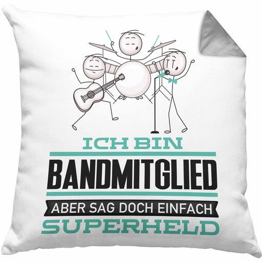 Bandmitglied Geschenk Kissen mit Füllung 40x40 Ich Bin Bandmitglied Aber Sag Doch Einfach Superheld Lustige Geschenkdiee für Bandmitglied (Grau) Grau Trendation