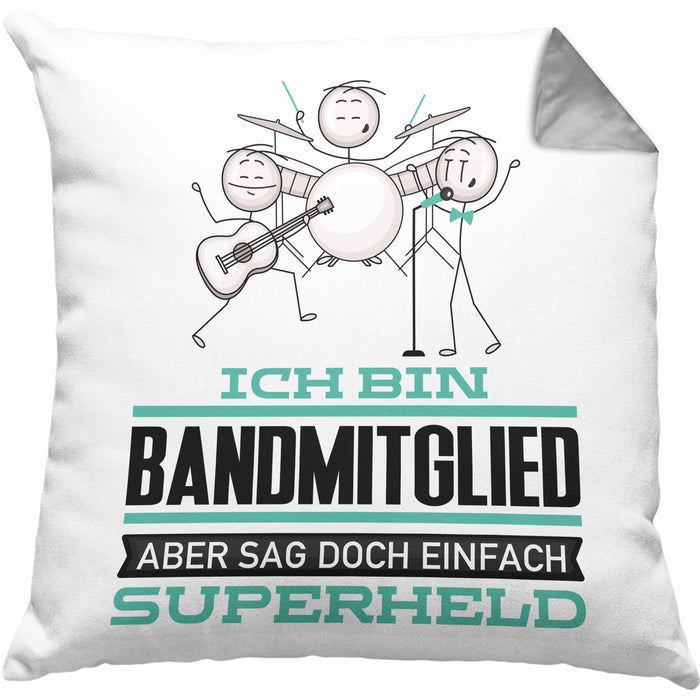 Bandmitglied Geschenk Kissen mit Füllung 40x40 Ich Bin Bandmitglied Aber Sag Doch Einfach Superheld Lustige Geschenkdiee für Bandmitglied (Grau) Grau Trendation