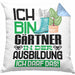 Gärtner Ausbildung Kissen mit Füllung 40x40 Geschenk Ich Bin Gärtner In Der Ausbildung Ich Darf Das Geschenkidee Spruch (Grau) Blau Trendation