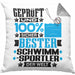 Schwimmsportler Geschenk Lustiger Spruch für Schwimmsportler Geschenkidee Bester Schwimmsportler Der WeltKissen mit Füllung 40x40 (Grau) Grau Trendation