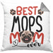 Mops Mom Besitzerin Kissen mit Füllung 40x40 Geschenk Lustiger Spruch Geschenkidee Besitzerin Mops Mama (Grau) Grau Trendation