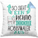 Hobbymaler Kissen mit Füllung 40x40 So Sieht Ein Richtig Cooler Hobbymaler Aus Geschenk Lustiger Spruch Geschenkidee (Grau) Blau Trendation
