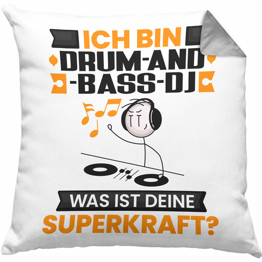 Drum-and-Bass-DJ Kissen mit Füllung 40x40 Geschenk für Drum-and-Bass-DJ Geburtstag Lustiger Spruch Was Ist Deine Superkraft (Grau) Grau Trendation