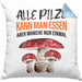 Pilzsammler Geschenk Kissen mit Füllung 40x40 Pilze Sammeln Geschenkidee Pilzsucher Pilzliebhaber (Grau) Blau Trendation
