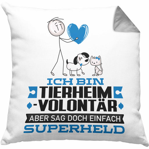 Tierheimvolontär Geschenk Kissen mit Füllung 40x40 Ich Bin Tierheimvolontär Aber Sag Doch Einfach Superheld Lustige Geschenkdiee für Tierheimvolontär (Grau) Grau Trendation