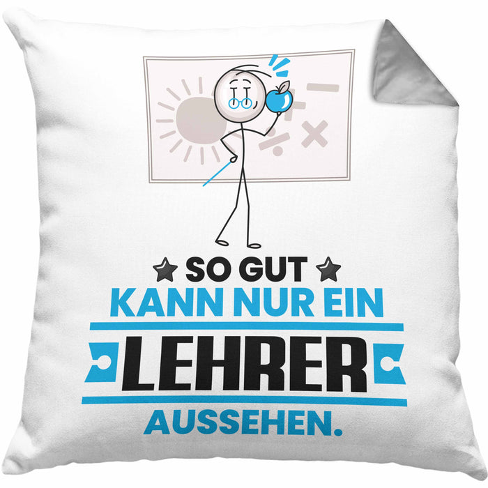 Lehrer Geschenk Kissen mit Füllung 40x40 So Gut Kann Nur Ein Lehrer Aussehen Geschenkidee (Grau) Grau Trendation