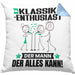 Klassik-Enthusiast Kissen mit Füllung 40x40 Geschenk für Klassik-Enthusiast Der Mann Der Alles Kann Geschenkidee zum Geburtstag (Grau) Blau Trendation