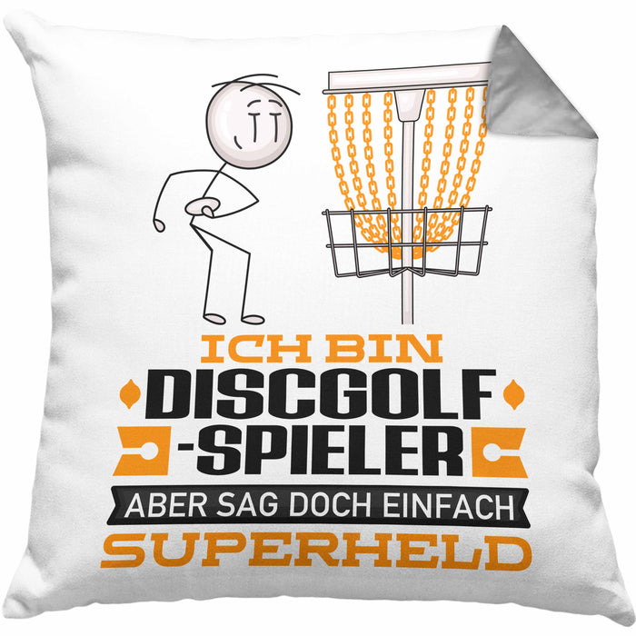 Discgolf-Spieler Geschenk Kissen mit Füllung 40x40 Ich Bin Discgolf-Spieler Aber Sag Doch Einfach Superheld Lustige Geschenkdiee für Discgolf-Spieler (Grau) Grau Trendation