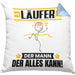Läufer Kissen mit Füllung 40x40 Geschenk für Läufer Der Mann Der Alles Kann Geschenkidee zum Geburtstag (Grau) Blau Trendation