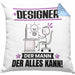 Designer Kissen mit Füllung 40x40 Geschenk für Designer Der Mann Der Alles Kann Geschenkidee zum Geburtstag (Grau) Blau Trendation