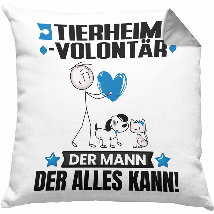 Tierheimvolontär Kissen mit Füllung 40x40 Geschenk für Tierheimvolontär Der Mann Der Alles Kann Geschenkidee zum Geburtstag (Grau) Grau Trendation