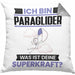 Paraglider Kissen mit Füllung 40x40 Geschenk für Paraglider Geburtstag Lustiger Spruch Was Ist Deine Superkraft (Grau) Grau Trendation