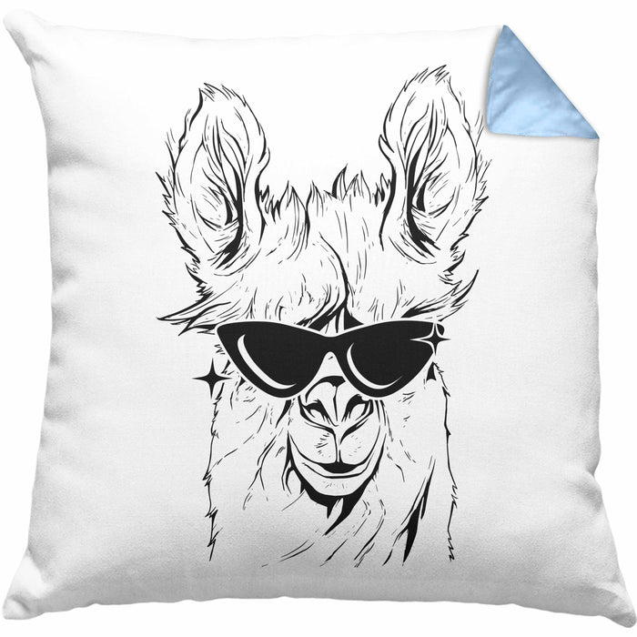 Llama Alpaka Kissen mit Füllung 40x40 Geschenk Lama Geschenkidee für Lama-Fans (Grau) Blau Trendation