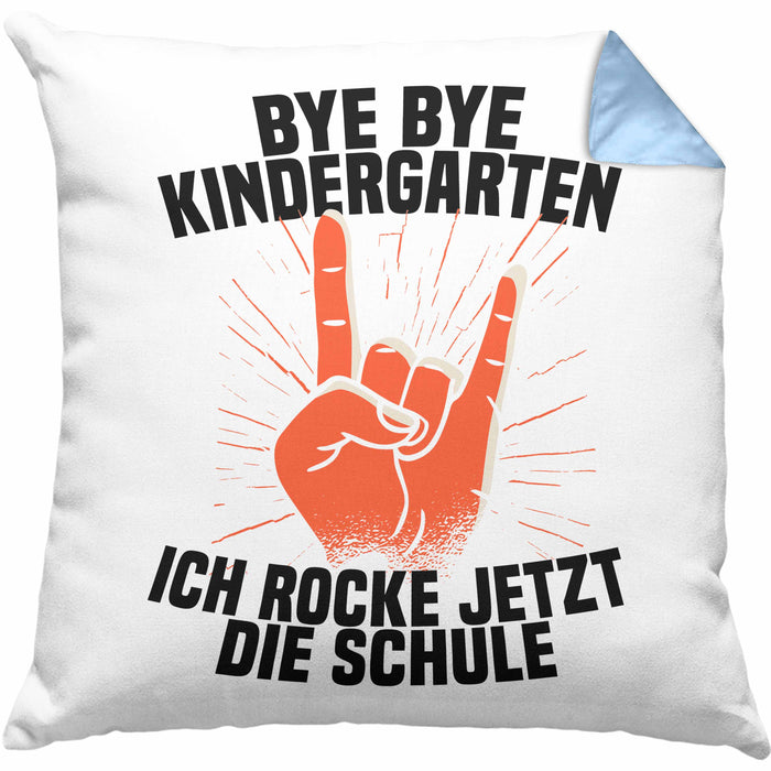 Kita Abgänger 2024 Schulstart Kissen mit Füllung 40x40 Geschenk Jungen Einschulung Schulanfang Erster Schultag (Grau) Blau Trendation