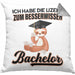 Bachelor Geschenk Abschluss Kissen mit Füllung 40x40 Spruch Master Abitur Abi Graduation Bestanden Prüfung Lizenz zum Besserwisser (Grau) Grau Trendation