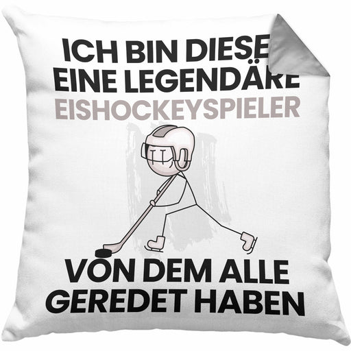 Eishockeyspieler Geschenk Kissen mit Füllung 40x40 Lustige Geschenkidee Geburtstag für Eishockeyspieler Ich Bin Dieser Legendäre Eishockeyspieler Von Dem Alle Geredet Haben (Grau) Grau Trendation