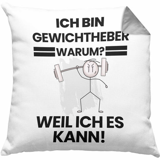 Gewichtheber Geschenk Kissen mit Füllung 40x40 Lustiger Spruch Ich Bin Gewichtheber Warum Weil Ich Es Kann Geschenkidee Bester Gewichtheber Geburtstag (Grau) Grau Trendation