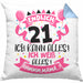 21. Geburtstag Geschenk Kissen mit Füllung 40x40 Frauen Mädchen Geschenkidee Endlich 21 Ich Kann Alles Ich Weiß Alles Ähm Mama (Grau) Blau Trendation