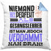 Gesangslehrer Geschenk Kissen mit Füllung 40x40 Lustige Geschenkidee für Gesangslehrer Geburtstag Niemand Ist Perfekt Aber Als Gesangslehrer Ist Man Nah Dran (Grau) Blau Trendation