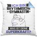 Rhythmische Gymnastin Kissen mit Füllung 40x40 Geschenk für Rhythmische Gymnastin Geburtstag Lustiger Spruch Was Ist Deine Superkraft (Grau) Blau Trendation