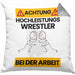 Wrestler Kissen mit Füllung 40x40 Geschenk Lustiger Spruch Geschenkidee für Wrestler Achtung Hochleistungs Wrestler Bei Der Arbeit (Grau) Grau Trendation