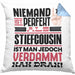 Stiefcousin Geschenk Kissen mit Füllung 40x40 Lustige Geschenkidee für Stiefcousin Geburtstag Niemand Ist Perfekt Aber Als Stiefcousin Ist Man Nah Dran (Grau) Blau Trendation