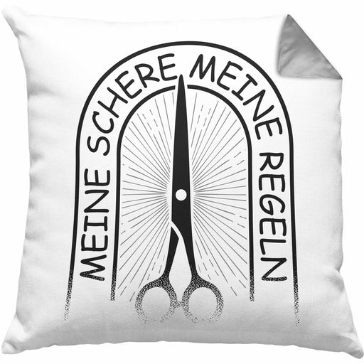 Friseurin Kissen mit Füllung 40x40 Geschenk Meine Schere Meine Regeln (Grau) Grau Trendation
