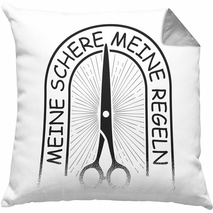 Friseurin Kissen mit Füllung 40x40 Geschenk Meine Schere Meine Regeln (Grau) Grau Trendation