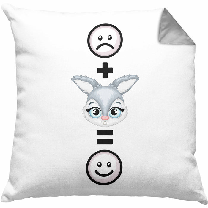 Kaninchen Kissen mit Füllung 40x40 Geschenk für Kaninchen Kanickel Hasen Besitzer Lustige Geschenkidee :( + Hase = :) Geburtstag (Grau) Grau Trendation