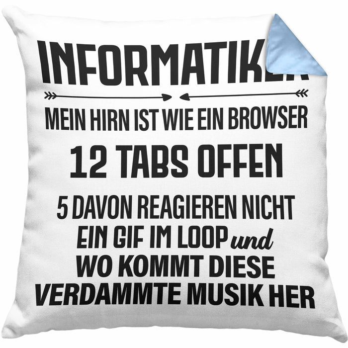 Informatiker Kissen mit Füllung 40x40 Geschenk Programmierer Gadget Lustig Geschenkidee Männer Zubehör Informatiklehrer IT Programmierer (Grau) Blau Trendation