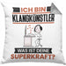 Klangkünstler Kissen mit Füllung 40x40 Geschenk für Klangkünstler Geburtstag Lustiger Spruch Was Ist Deine Superkraft (Grau) Grau Trendation