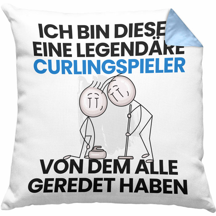 Curlingspieler Geschenk Kissen mit Füllung 40x40 Lustige Geschenkidee Geburtstag für Curlingspieler Ich Bin Dieser Legendäre Curlingspieler Von Dem Alle Geredet Haben (Grau) Blau Trendation