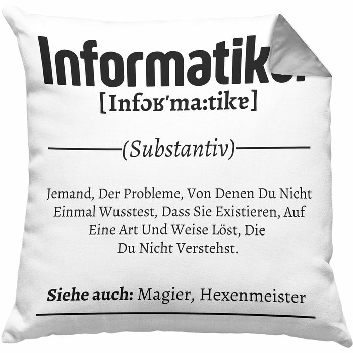 Informatiker Geschenk Kissen mit Füllung 40x40 Geschenkidee für Informatiker IT-Experte Softwareentickler (Grau) Grau Trendation